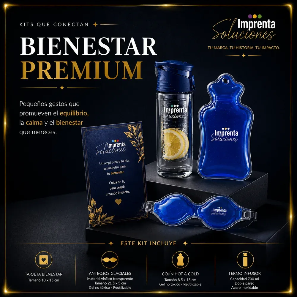 Kit premium de bienestar para empleados con productos personalizados