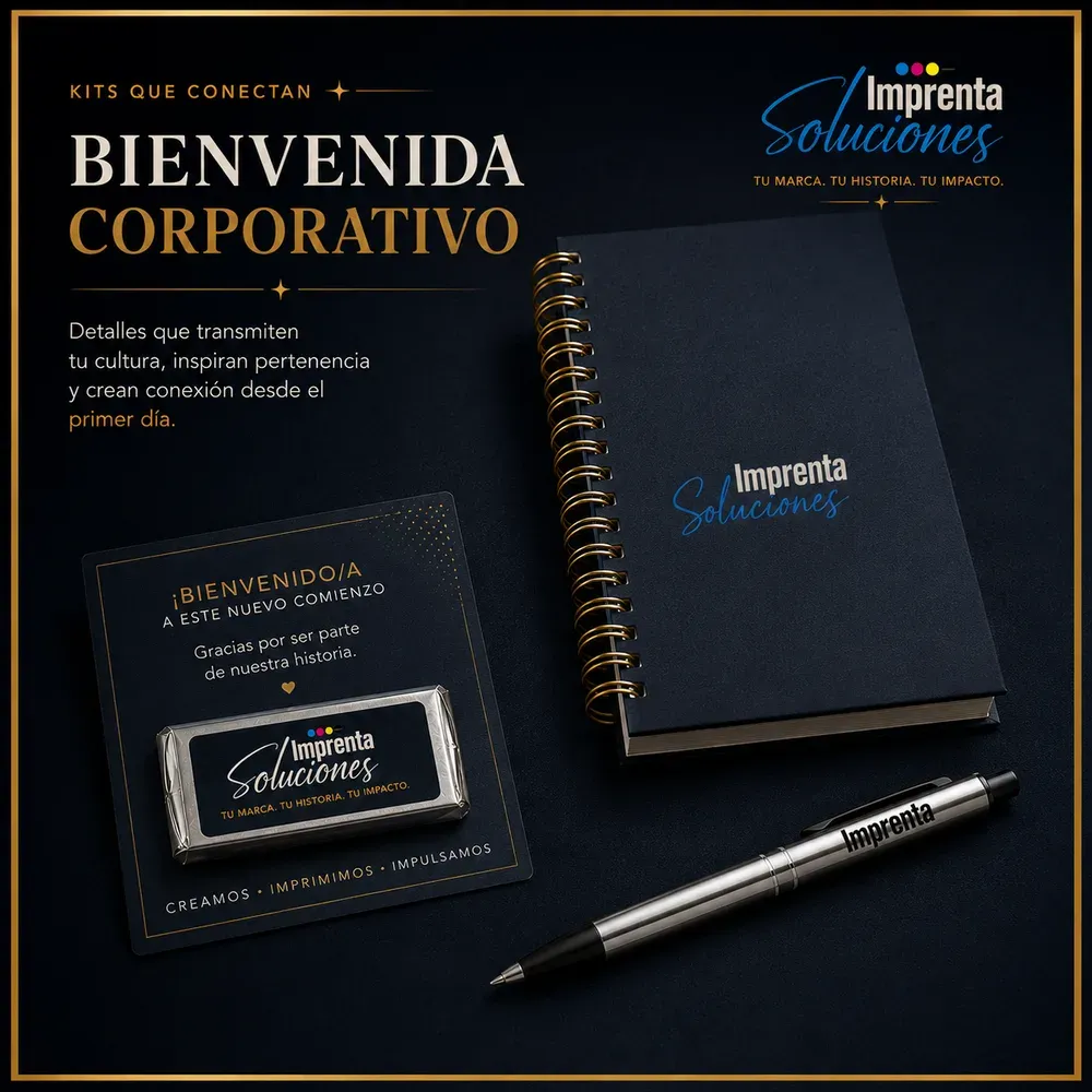 Kit de bienvenida corporativo con productos personalizados con tu marca