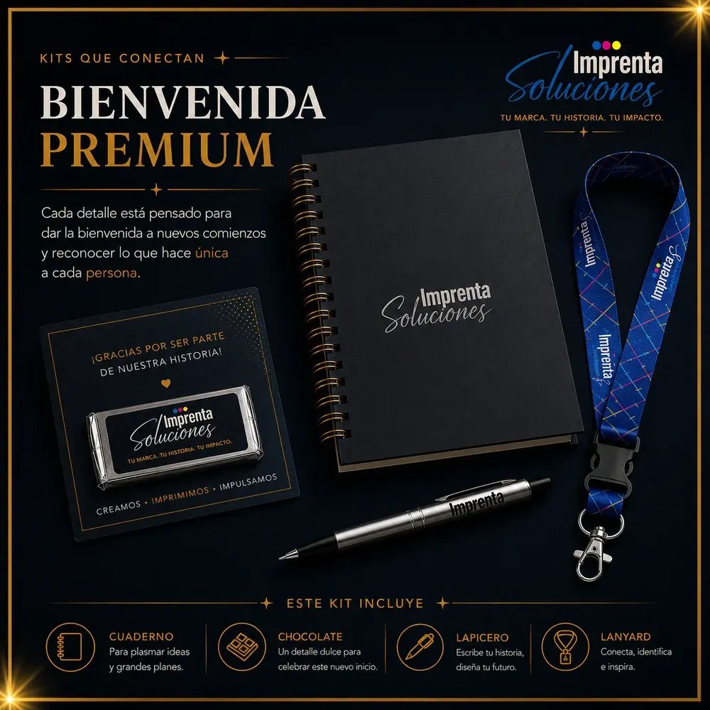 Kit premium de bienvenida para empleados con productos personalizados