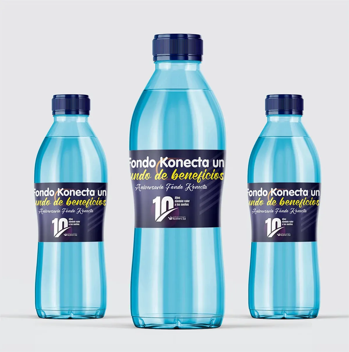 Etiquetas adhesivas para botellas de agua con diseño personalizado impresas en Medellín