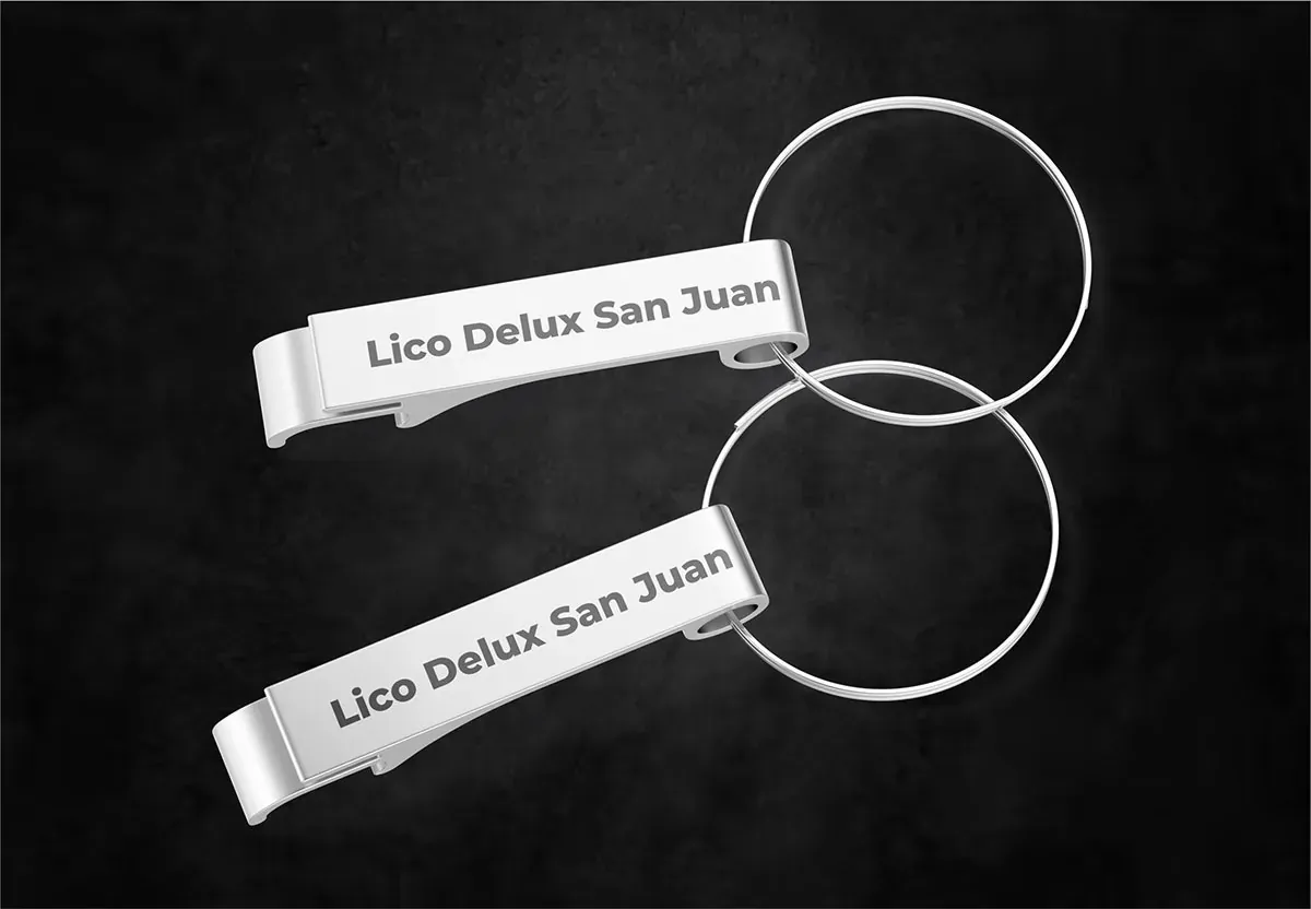 Llaveros publicitarios personalizados, producto elaborado por Imprenta Soluciones, litografía en Medellín, ejemplo 1