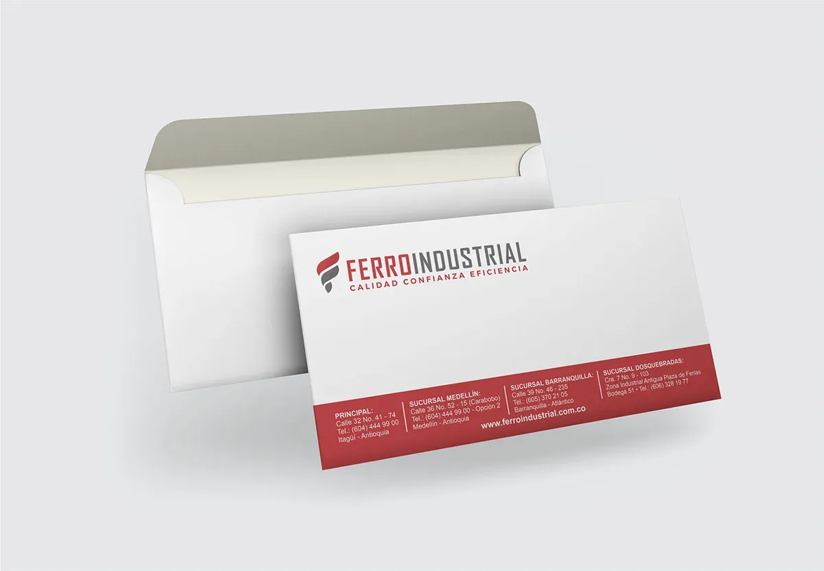Sobres corporativos tipo carta con logo impresos en Medellín para empresas