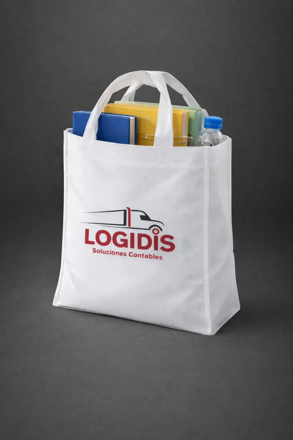 Bolsa reutilizable de tela con logo corporativo impresa para souvenirs de empresa