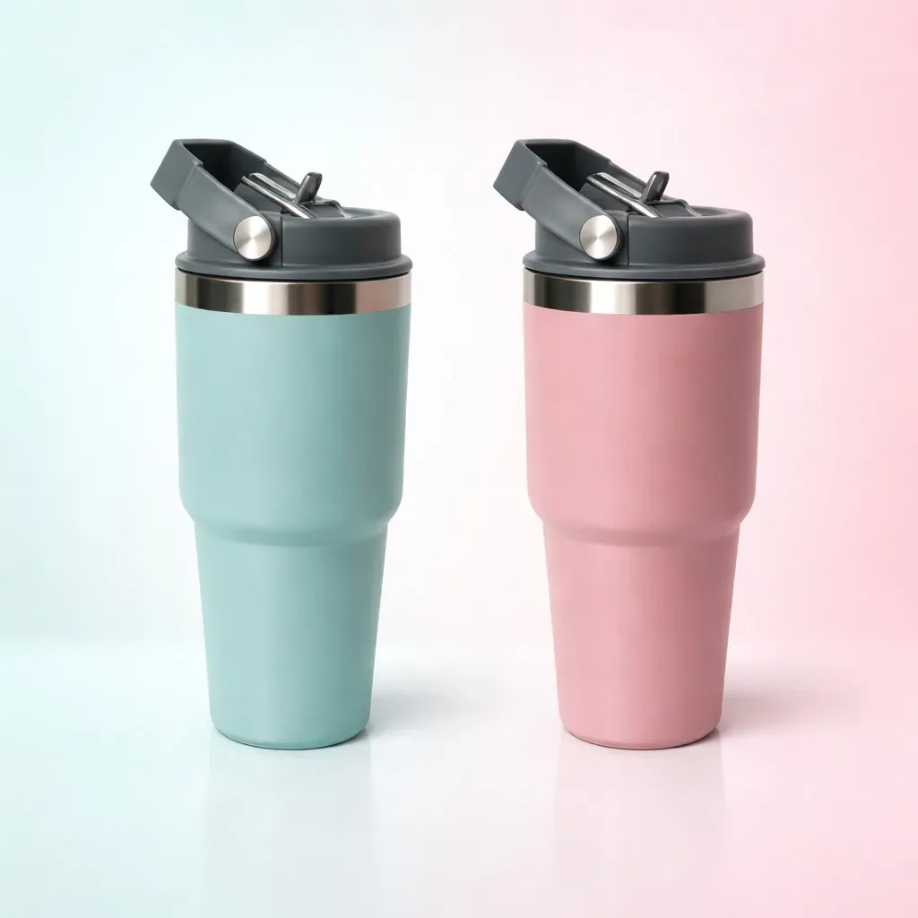 Termos personalizados con tapa y asa para souvenirs corporativos con logo de empresa